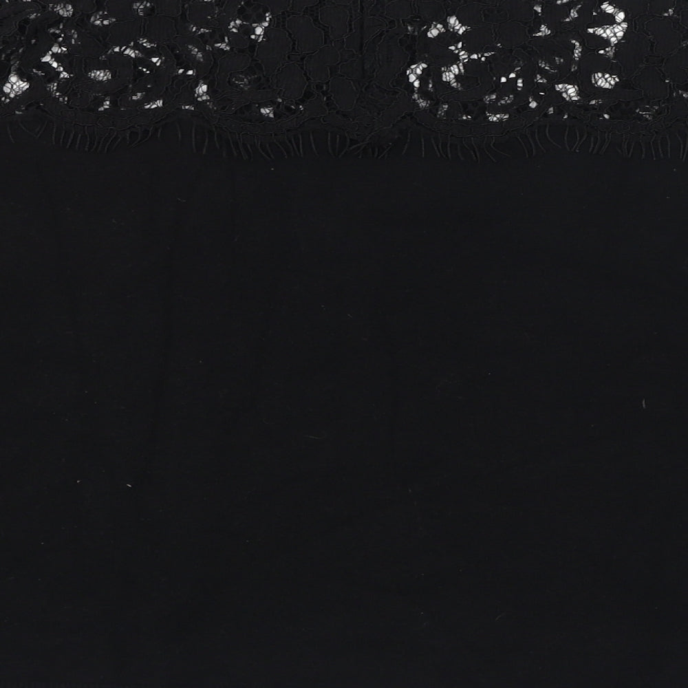 Topshop Womens Black Viscose Basic T-Shirt Size 10 Mock Neck