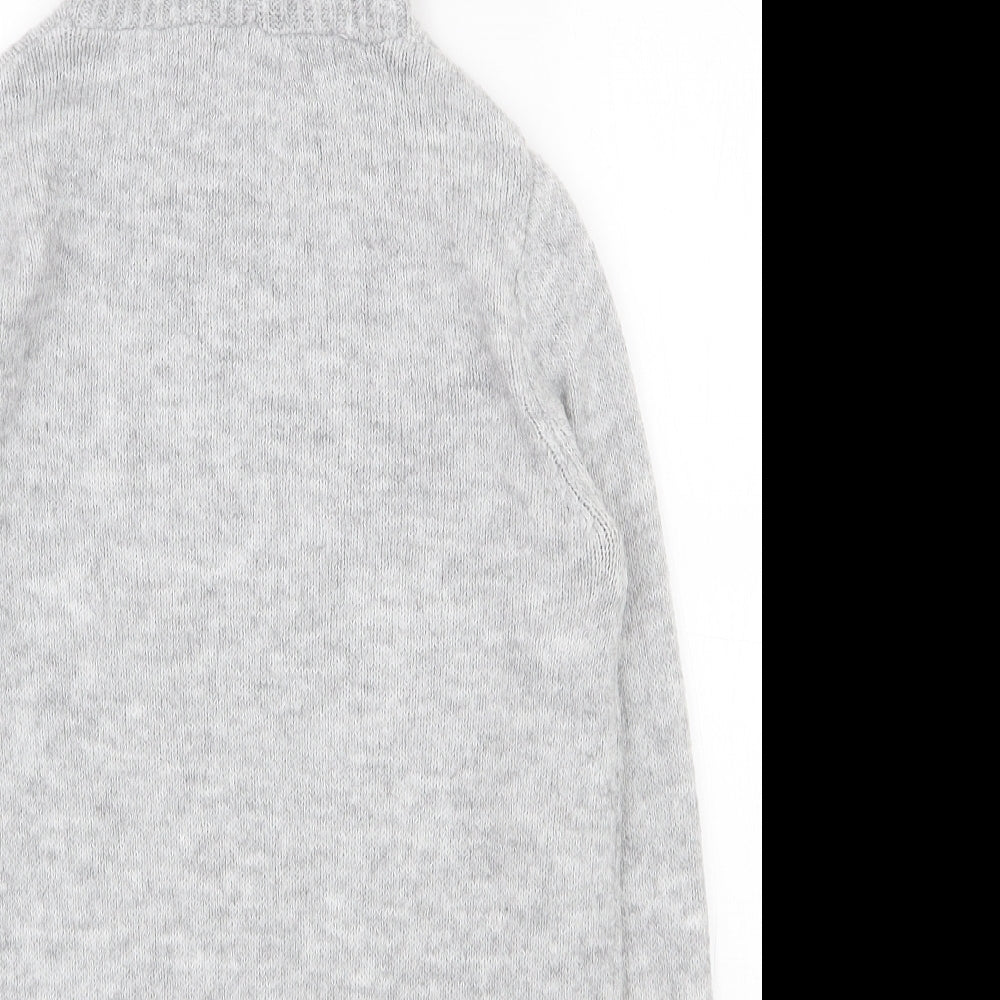 Papaya Womens Grey Crew Neck Acrylic Pullover Jumper Size S