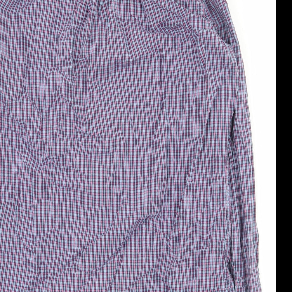 NEXT Mens Blue Plaid Cotton Button-Up Size S Collared Button