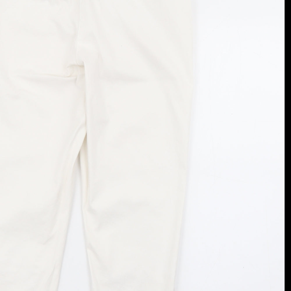 Maine Womens White Cotton Capri Trousers Size 10 L21 in Regular Zip