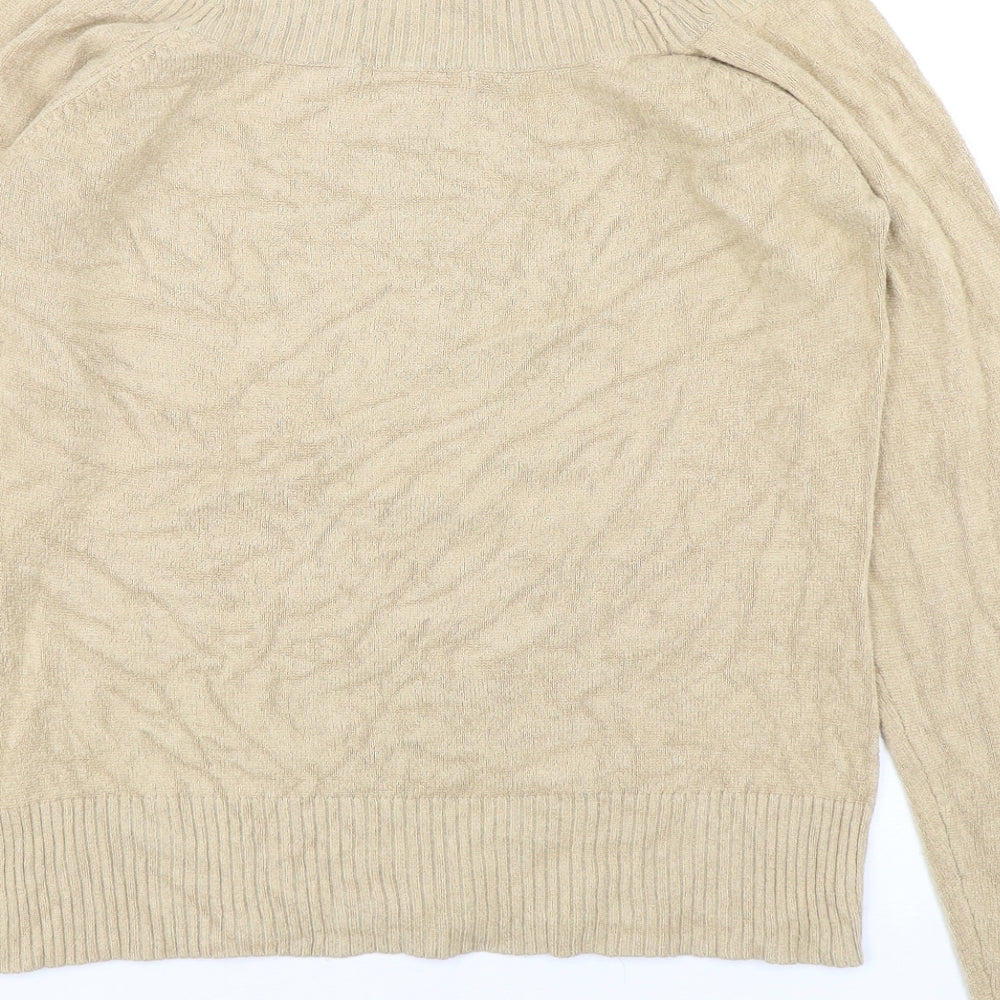 Debbie Morgan Womens Beige High Neck Polyester Pullover Jumper Size XL