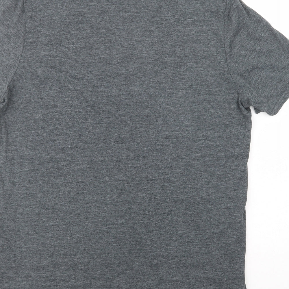 Gildan Mens Grey Polyester T-Shirt Size L Crew Neck