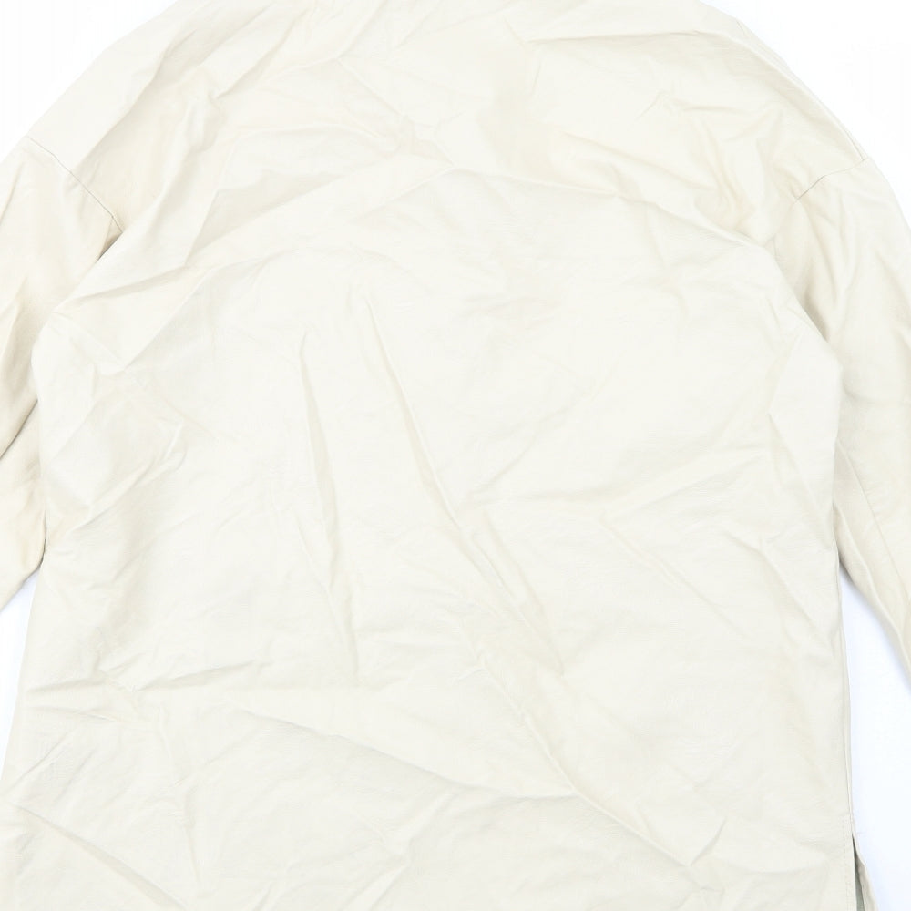 Boohoo Womens Beige Pea Coat Coat Size 10 Button
