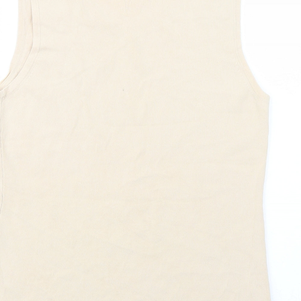 Papillon Rouge Womens Beige Viscose Basic Blouse Size L Scoop Neck