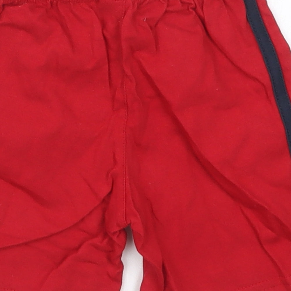 TU Boys Red Cotton Sweatpants Trousers Size 9-12 Months Drawstring - Sweat Shorts