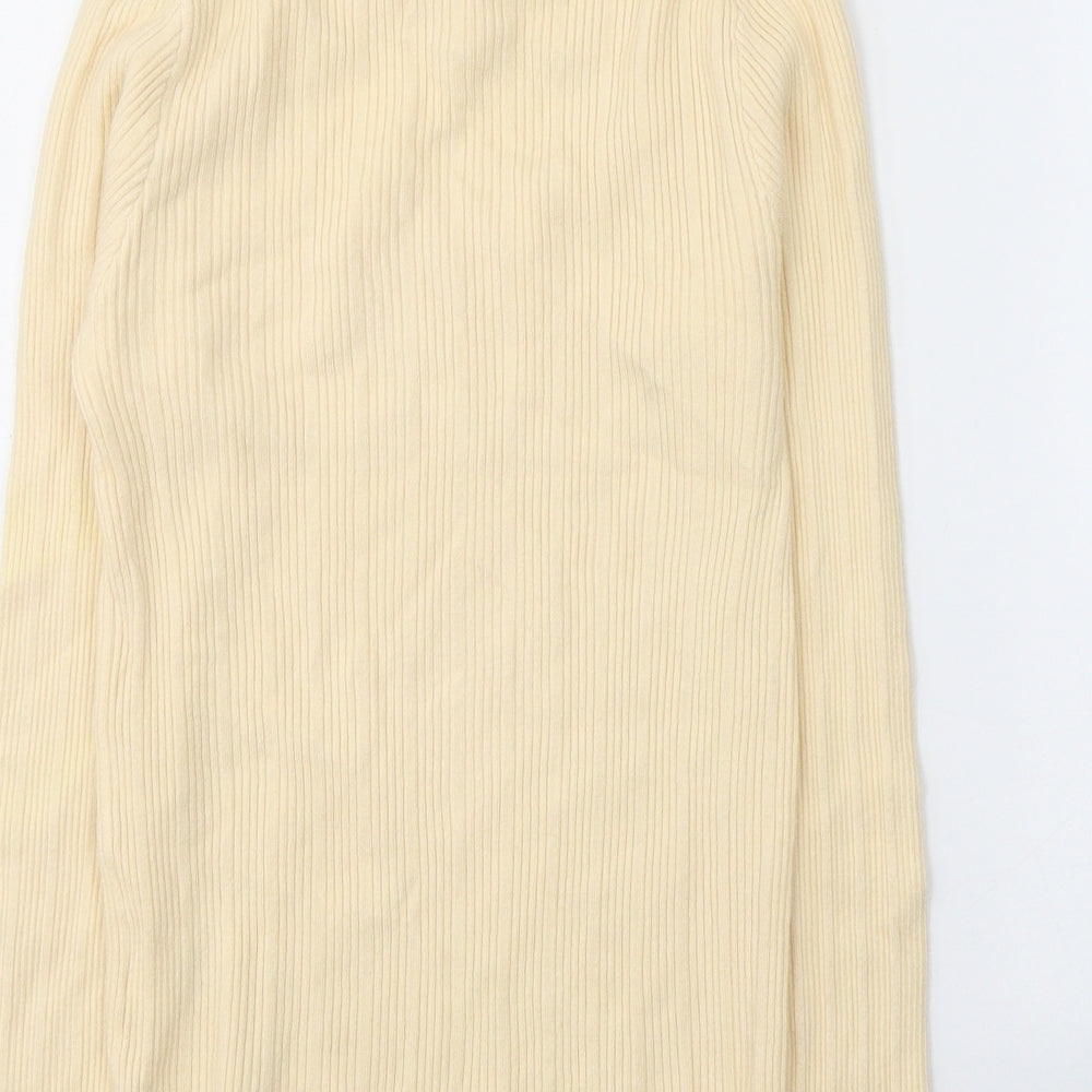 Cherry Koko Womens Beige Elastane Jersey Blouse Size M High Neck