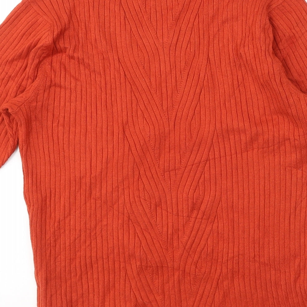 Debenhams Womens Orange Polyester Jersey T-Shirt Size 12 Round Neck