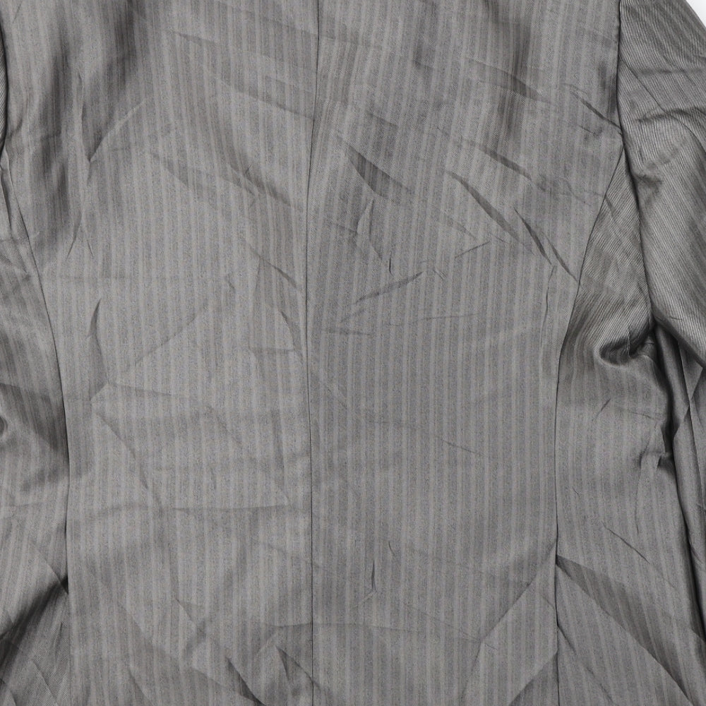 Milan Collection Mens Grey Striped Polyester Jacket Suit Jacket Size 44