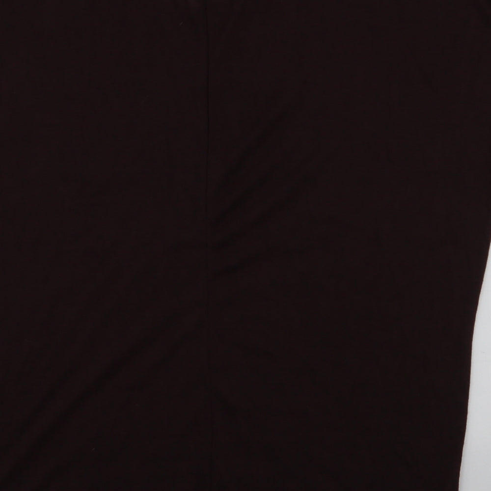 Pep & Co Womens Brown Polyester Jersey Blouse Size M Round Neck - Buttons on sleeves