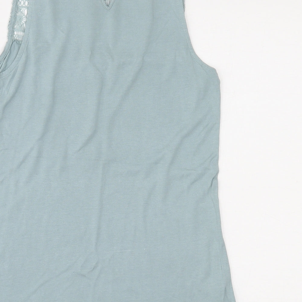 H&M Womens Blue Viscose Jersey Blouse Size XS Round Neck