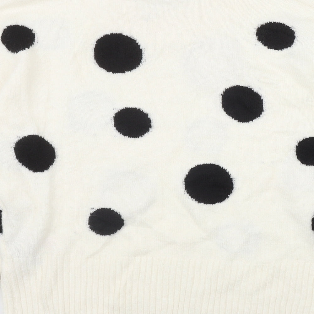 Marks & Spencer Womens Ivory Round Neck Polka Dot Acrylic Pullover Jumper Size M