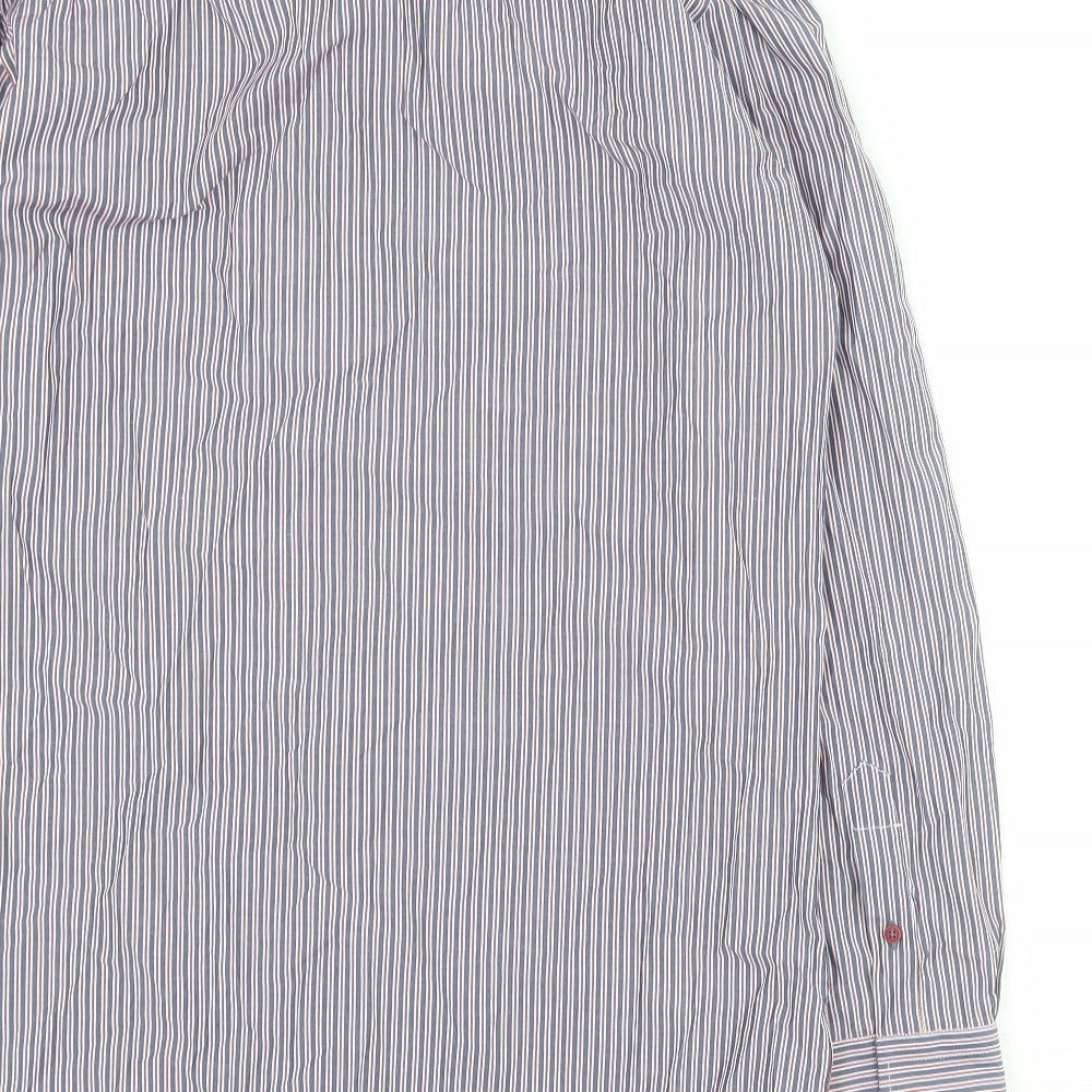 Daniel Rosso Mens Blue Striped Cotton Button-Up Size M Collared Button