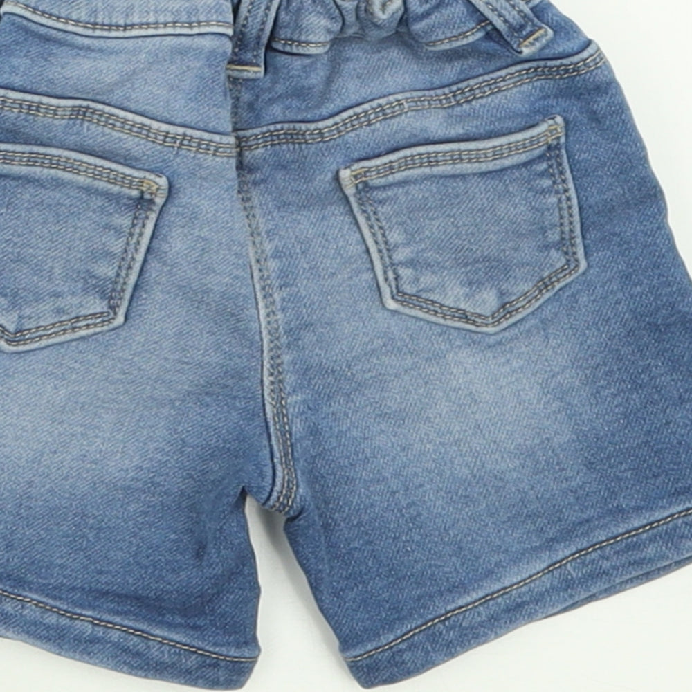Matalan Girls Blue Cotton Cropped Jeans Size 9-12 Months Button
