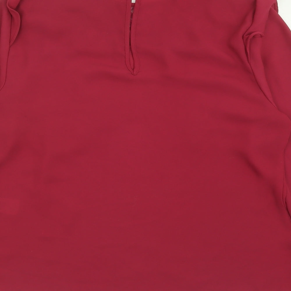 Papaya Womens Purple Polyester Basic Blouse Size 10 Crew Neck