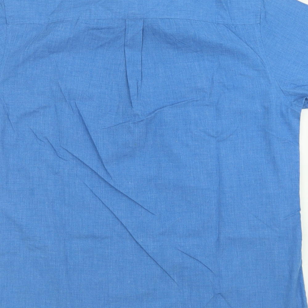 Premier MAN Mens Blue Polyester Button-Up Size M Collared Button