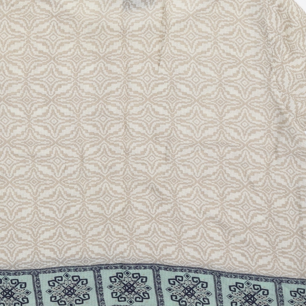 VILA Womens Beige Geometric Viscose Basic Blouse Size M Boat Neck