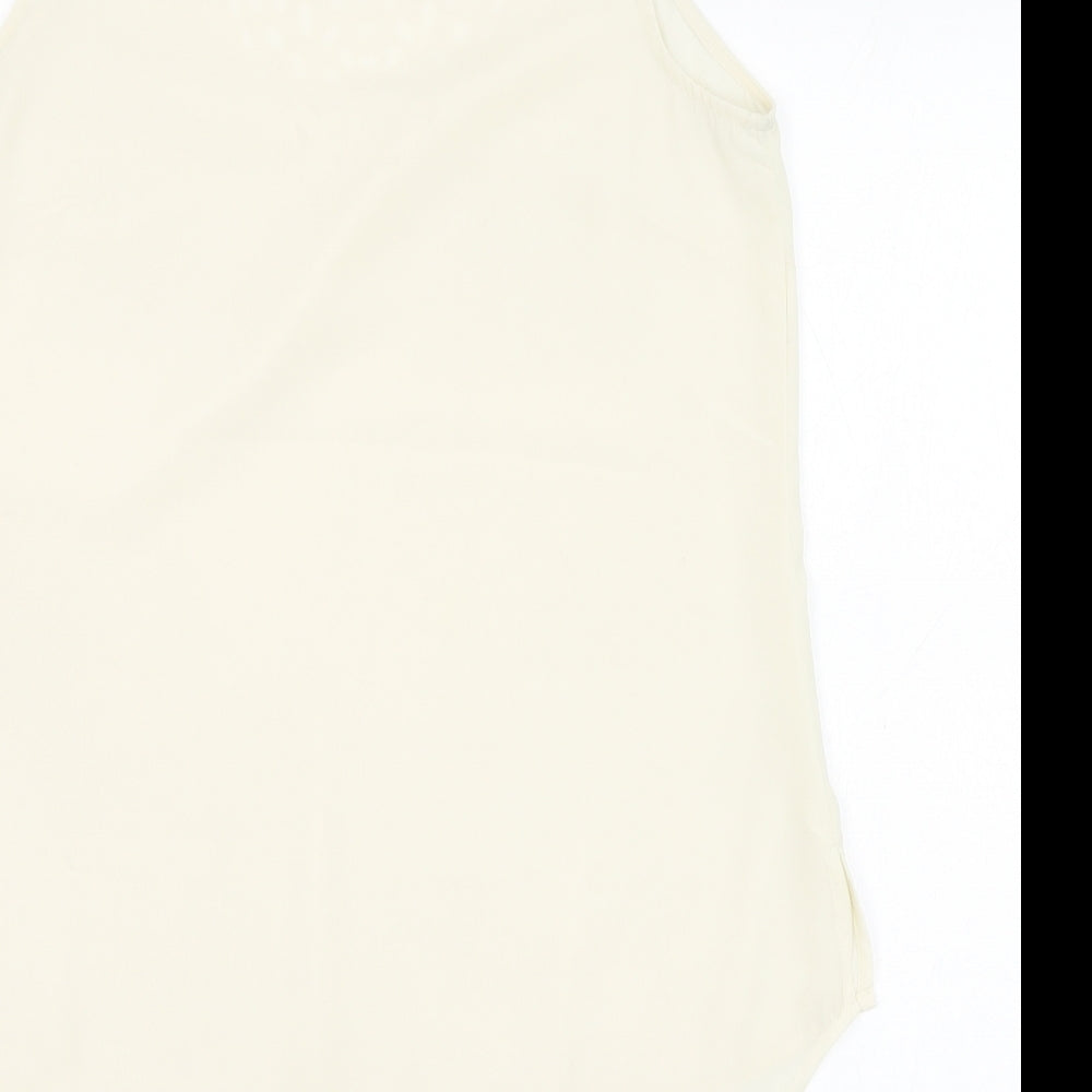 VERO MODA Womens Ivory Polyester Basic Blouse Size M Round Neck
