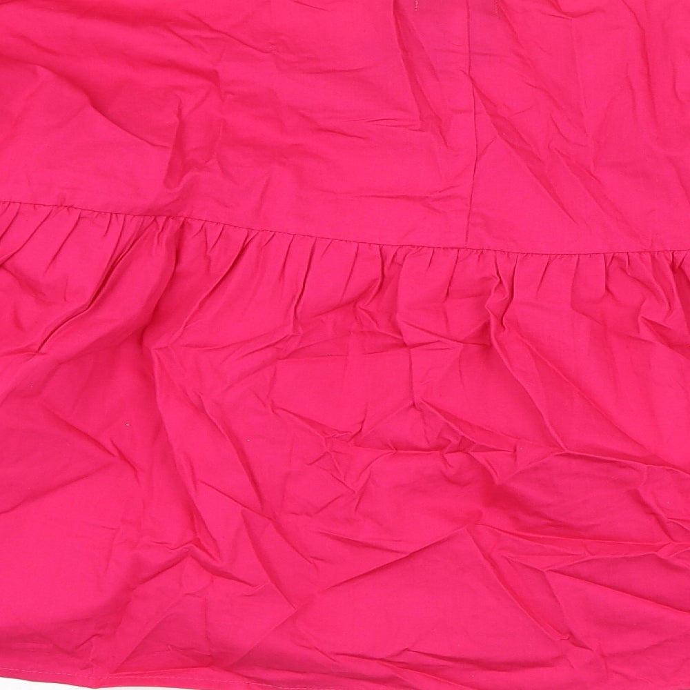 Boohoo Womens Pink Cotton Basic Blouse Size 12 V-Neck
