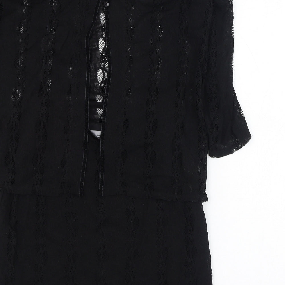 Style Collection Womens Black Nylon Pencil Dress Size M Square Neck Button