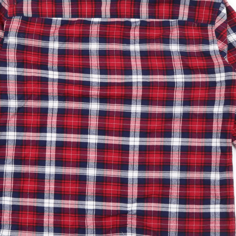 NEXT Mens Red Plaid Cotton Button-Up Size S Collared Button