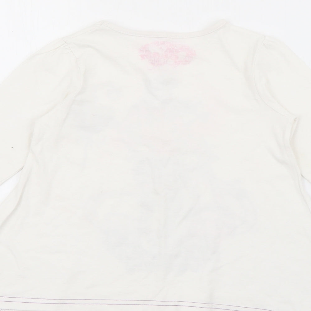 Dunnes Stores Girls White Cotton Pullover T-Shirt Size 5 Years Crew Neck