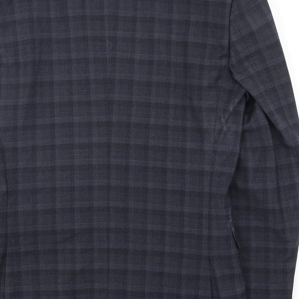 REMUS UOMO Mens Blue Check Polyester Jacket Suit Jacket