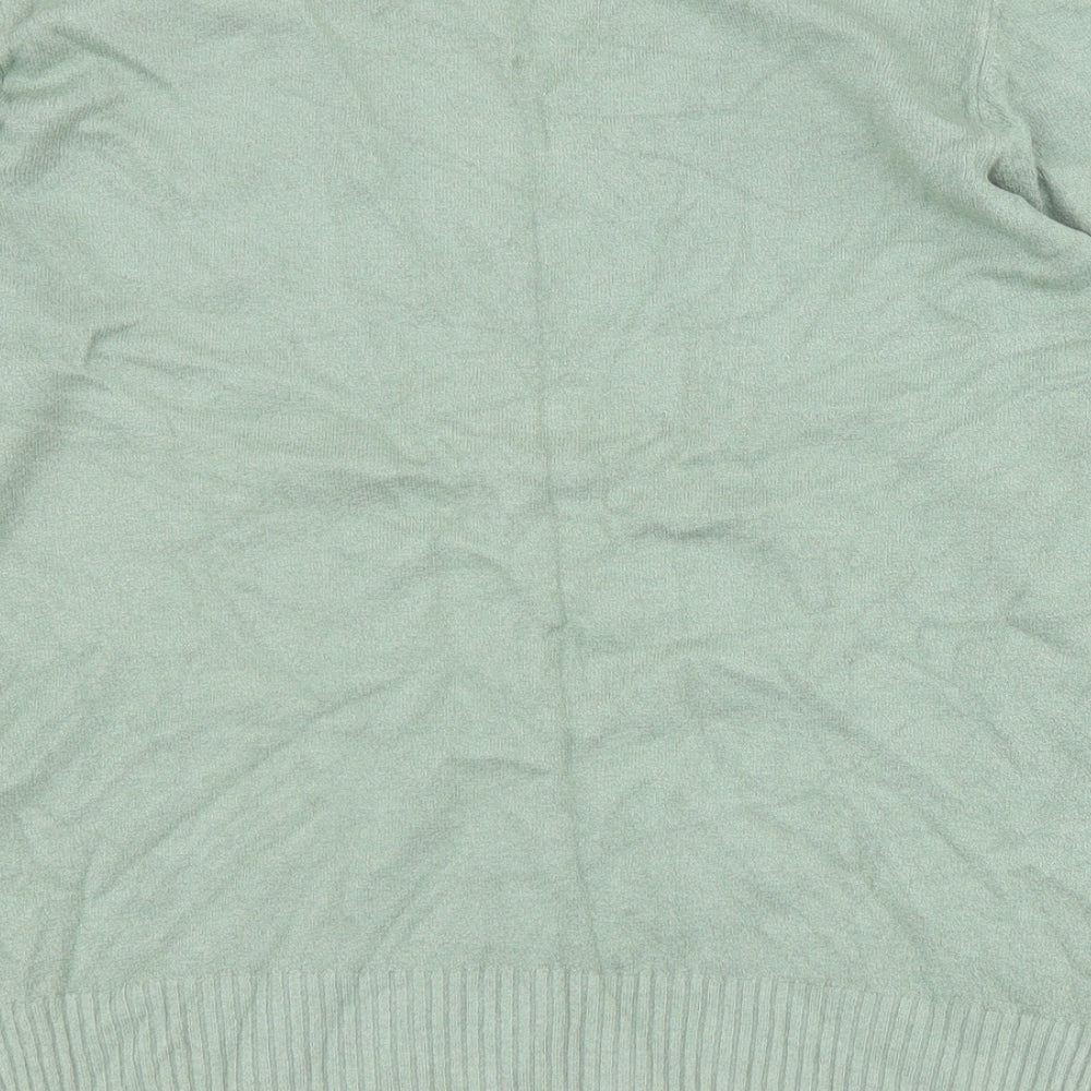 Marks & Spencer Womens Green V-Neck Viscose Pullover Jumper Size 18