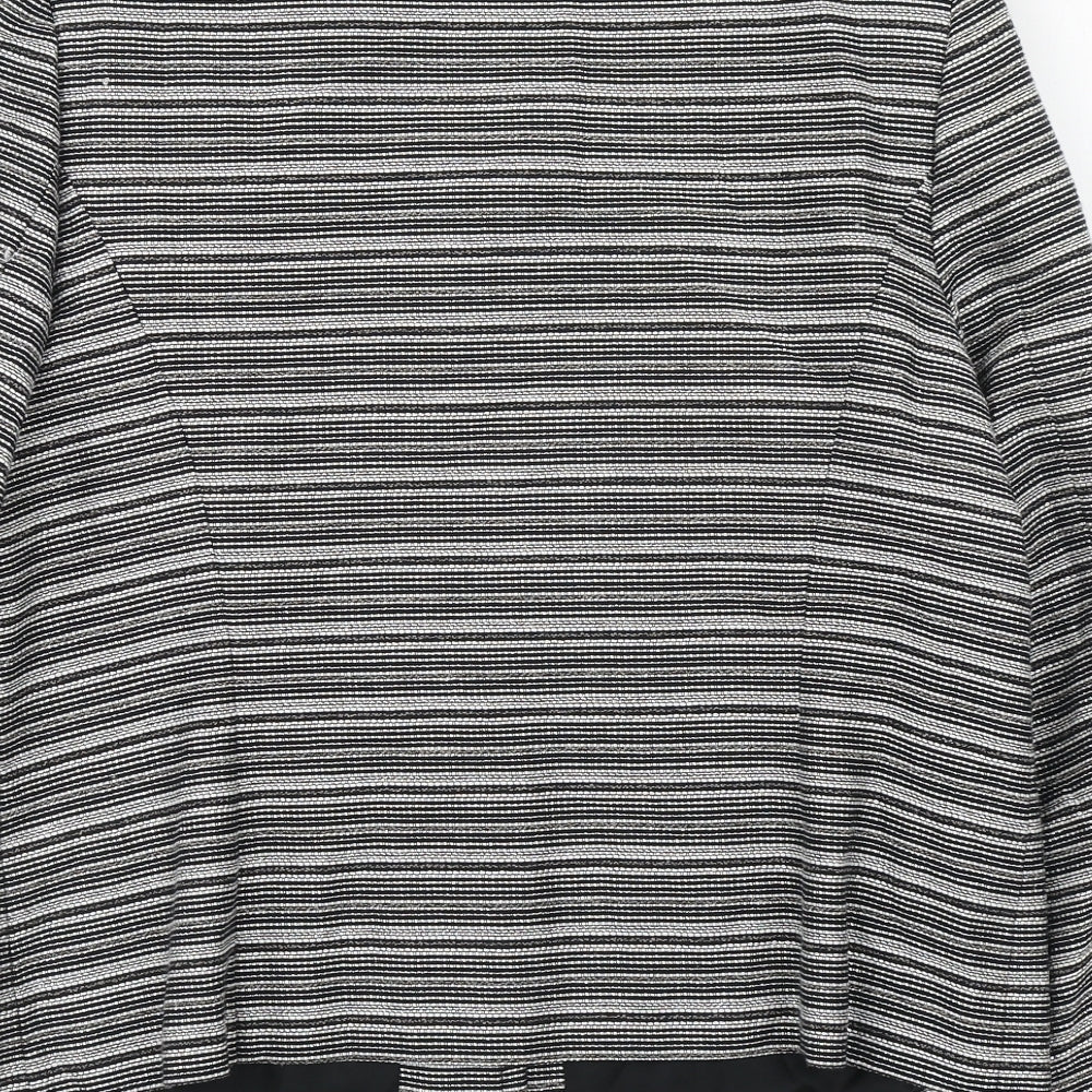 Country Casuals Womens Black Striped Jacket Blazer Size 14 Button