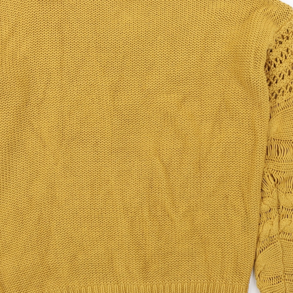 Next Womens Yellow Round Neck Cotton Pullover Jumper Size S