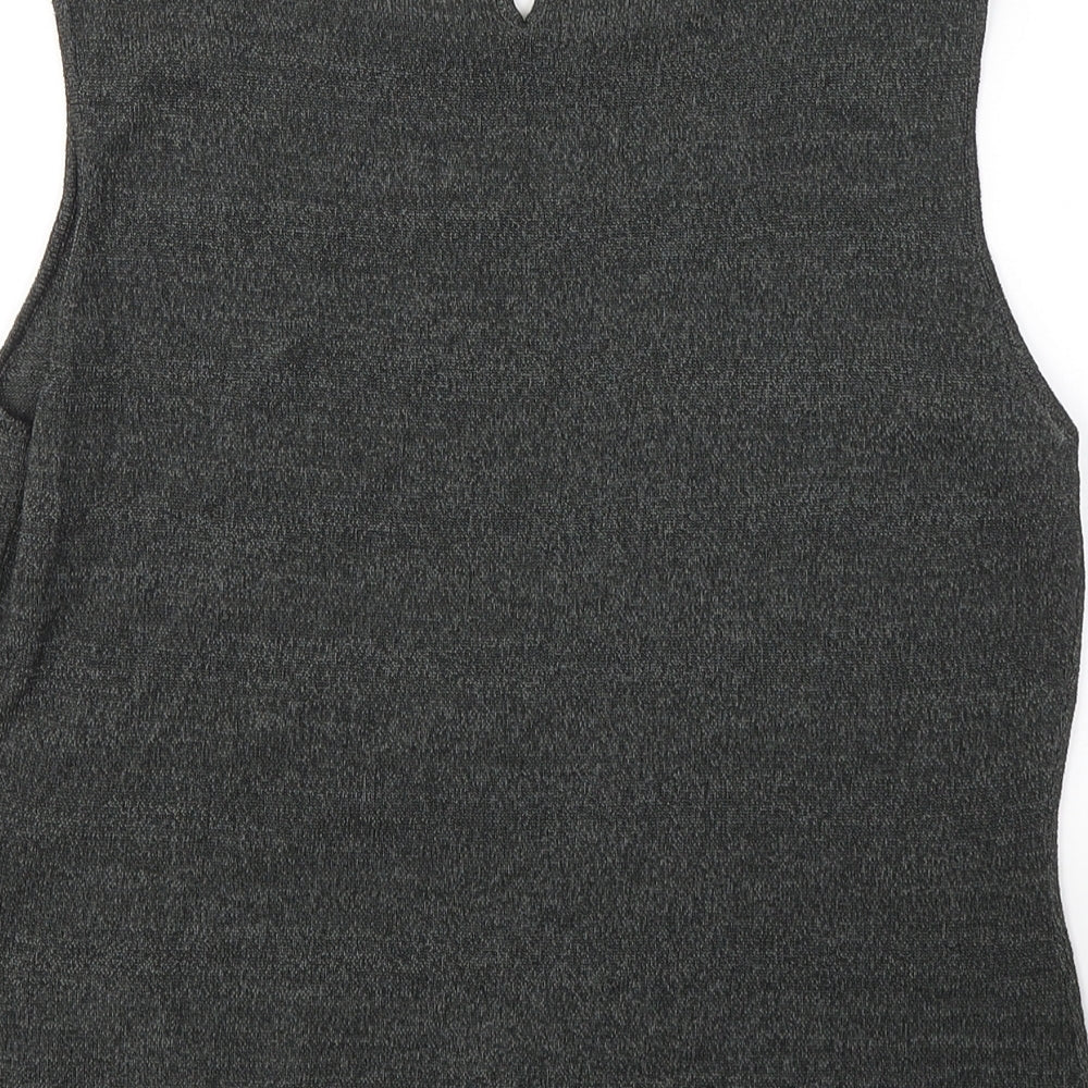 Planet Womens Black Polyester Basic Tank Size M Round Neck