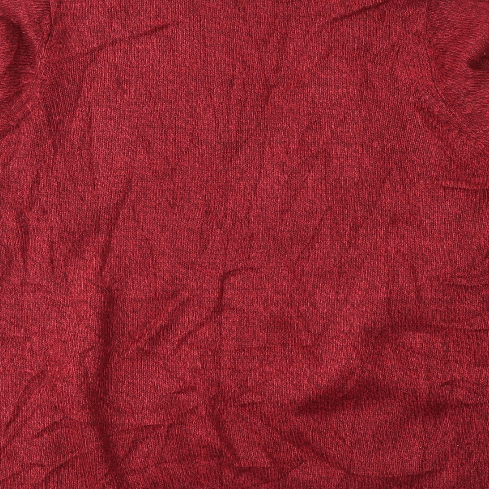 EWM Womens Red V-Neck Acrylic Cardigan Jumper Size 10