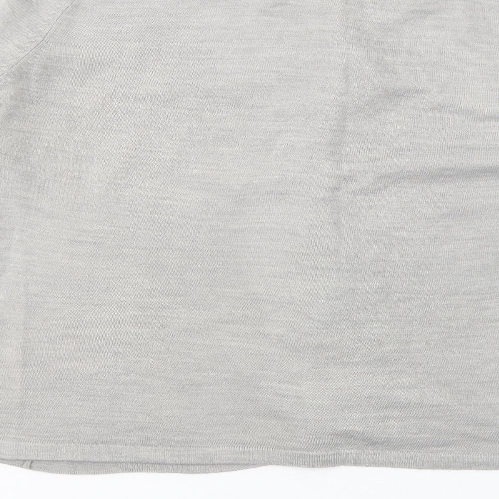 MF Couture Womens Grey Crew Neck Acrylic Cardigan Jumper Size 16