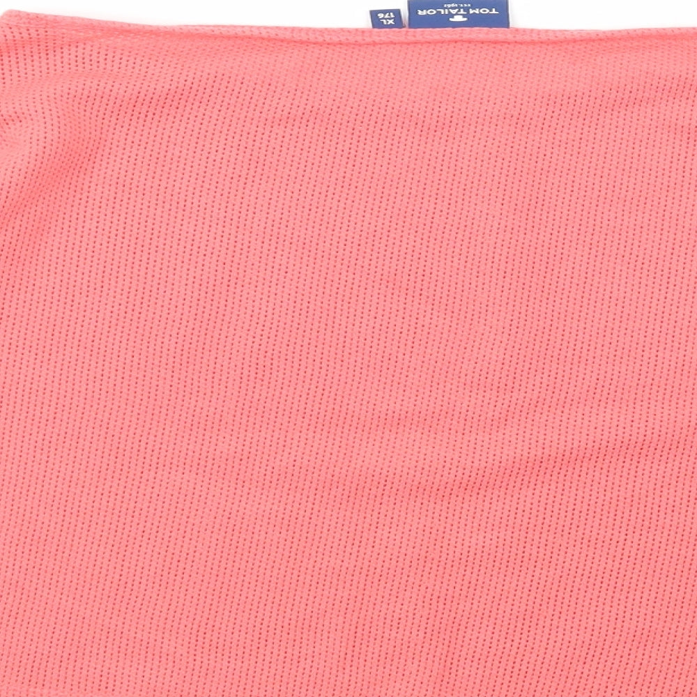 TOM TAILOR Womens Pink Cotton Basic Blouse Size 16 Boat Neck