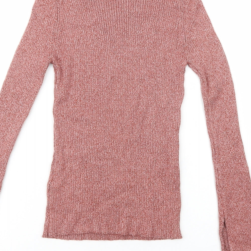 Topshop Womens Pink Crew Neck Viscose Pullover Jumper Size 10