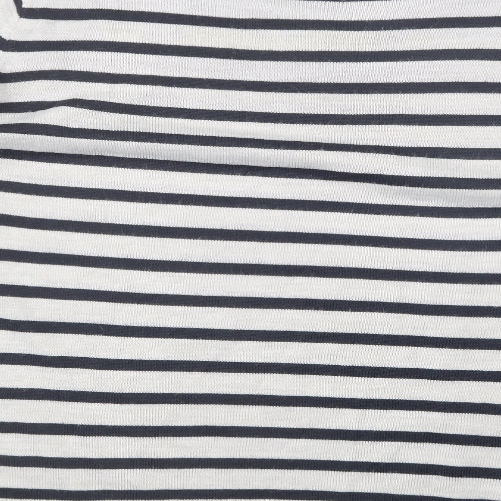 Isle Womens Grey Crew Neck Striped Acrylic Pullover Jumper Size 14