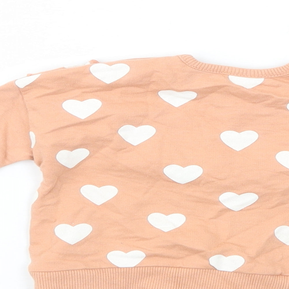 George Baby Pink Geometric Cotton Pullover Jumper Size 3-6 Months Snap - Heart Print
