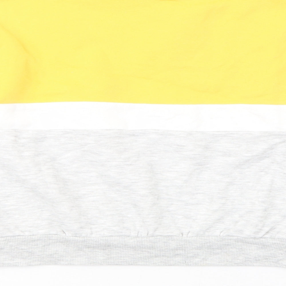H&M Girls Yellow Colourblock Cotton Pullover Sweatshirt Size 11-12 Years Zip - Make New Memories