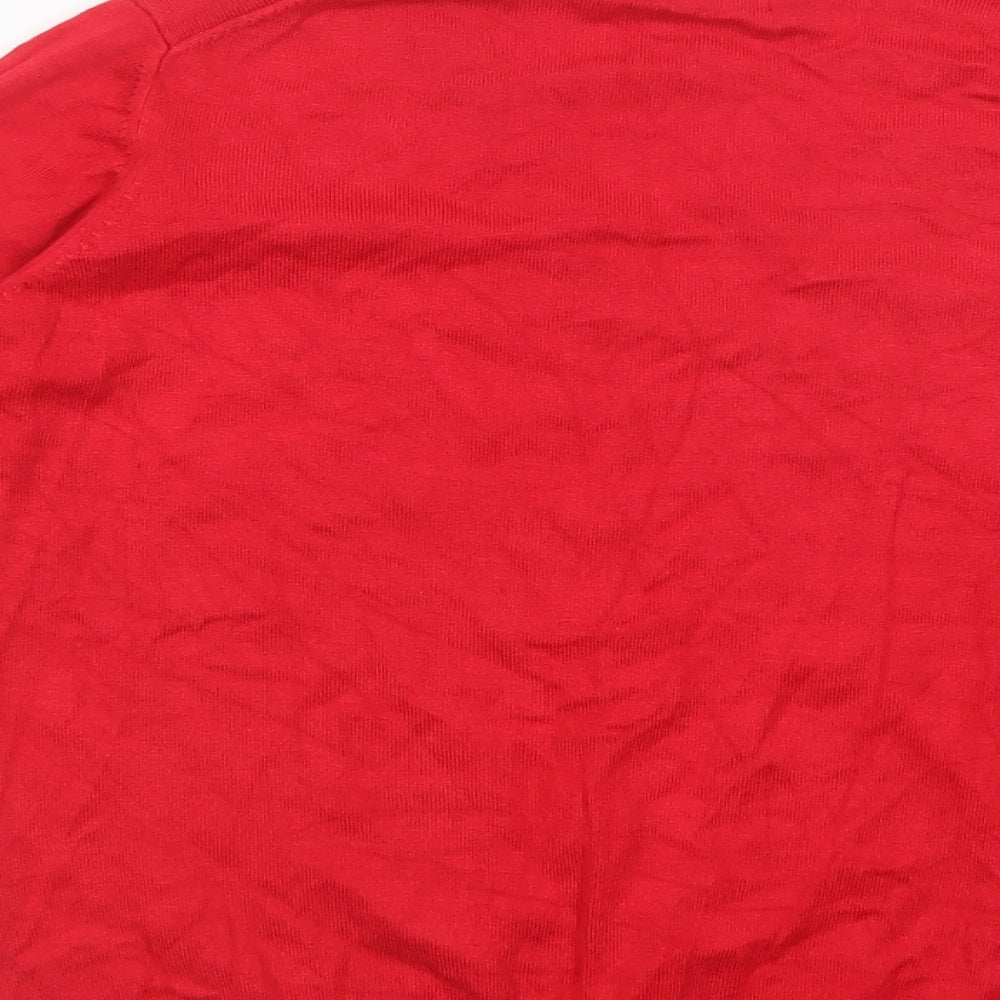 Marks & Spencer Womens Red V-Neck Viscose Pullover Jumper Size 18
