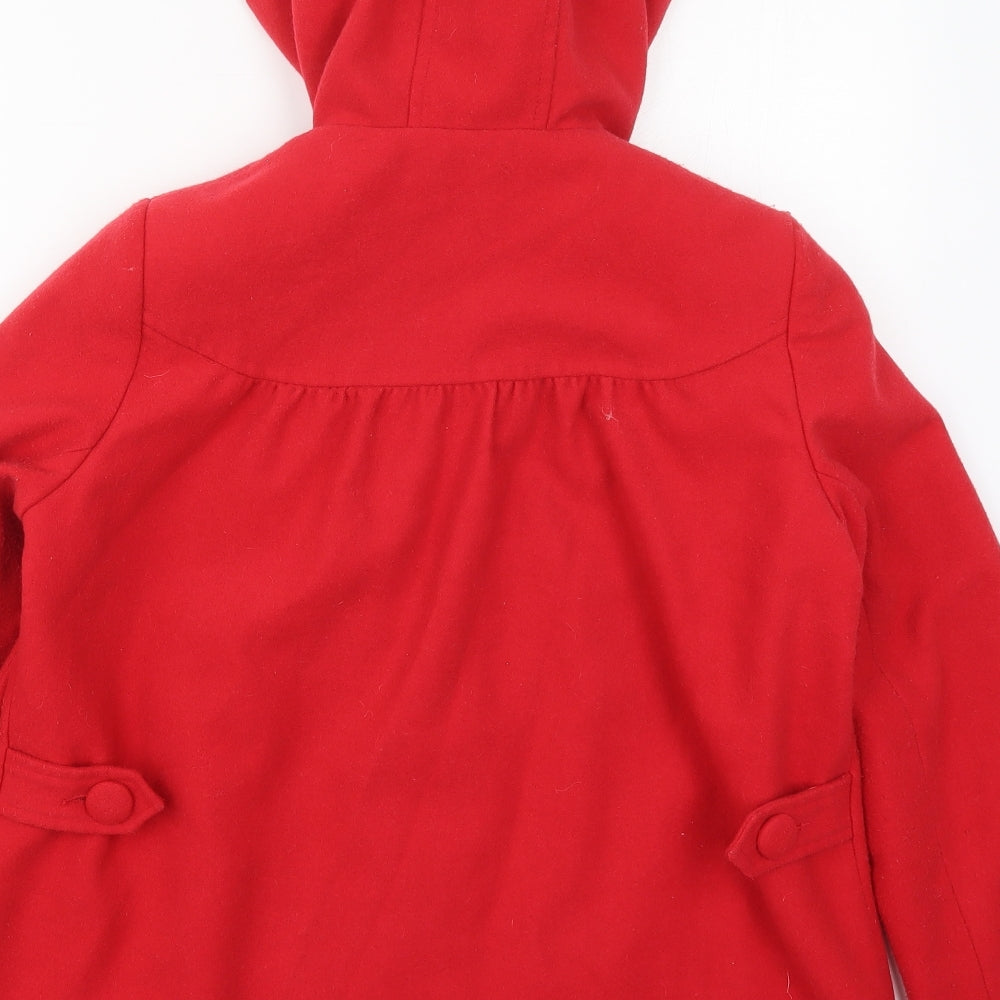 George Womens Red Pea Coat Coat Size 12 Button