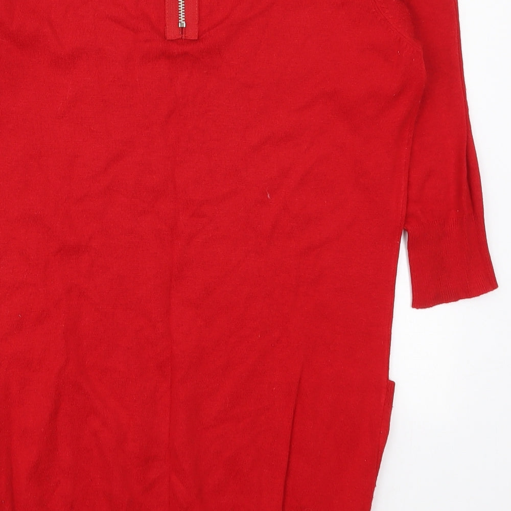Internacionale Womens Red Round Neck Viscose Pullover Jumper Size 12