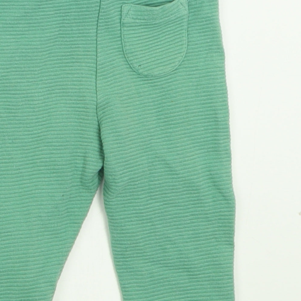 Marks and Spencer Boys Green Cotton Capri Trousers Size 6-9 Months Tie