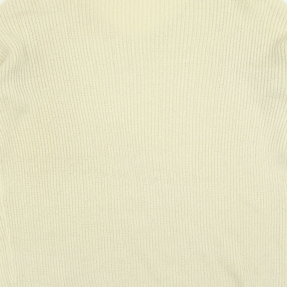 H&M Womens Ivory V-Neck Acrylic Pullover Jumper Size XS