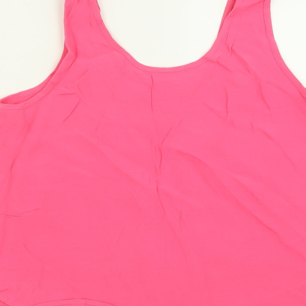 Papaya Womens Pink Polyester Basic Tank Size 8 Scoop Neck