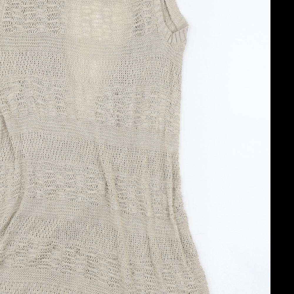 Evie Womens Beige V-Neck Cotton Cardigan Jumper Size 10