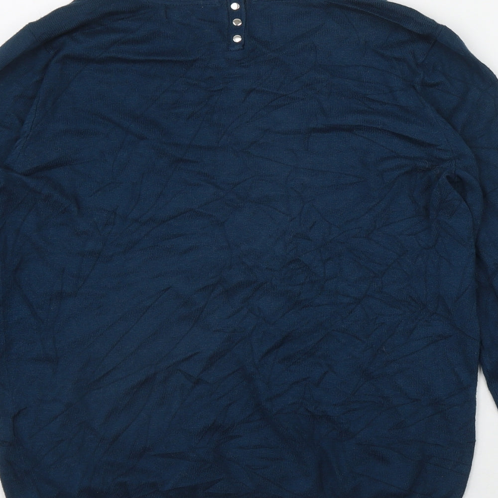 Collection Womens Blue Round Neck Viscose Pullover Jumper Size 10