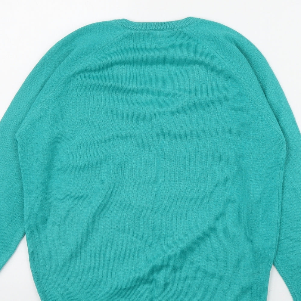 Fine Fare Womens Green V-Neck Acrylic Pullover Jumper Size 10