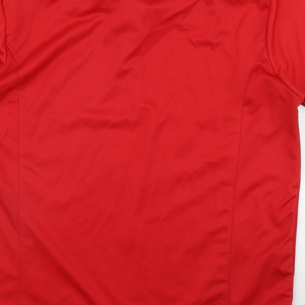 Premier Mens Red Polyester Polo Size L Collared Button