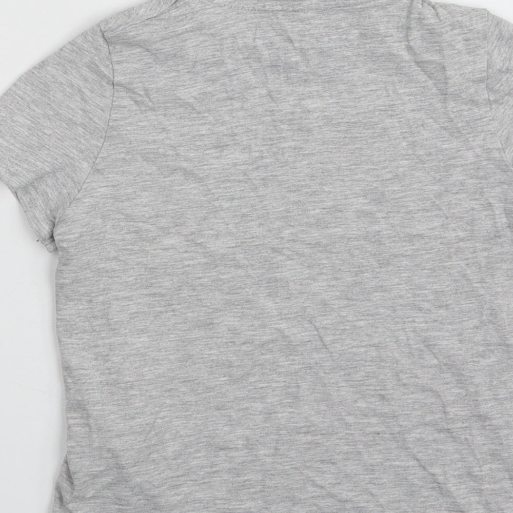 Marks & Spencer Girls Grey Cotton Pullover T-Shirt Size 6-7 Years Crew Neck Pullover