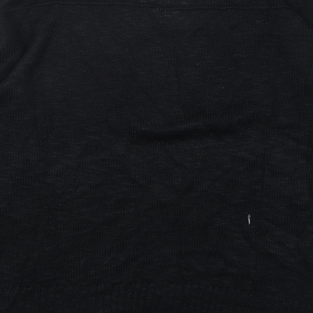 Preworn Womens Black V-Neck Acrylic Pullover Jumper Size M