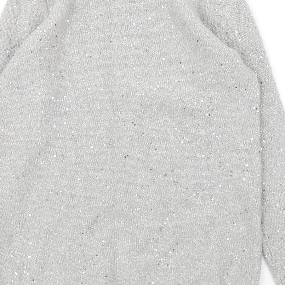 M&Co Womens Grey Round Neck Nylon Pullover Jumper Size 8